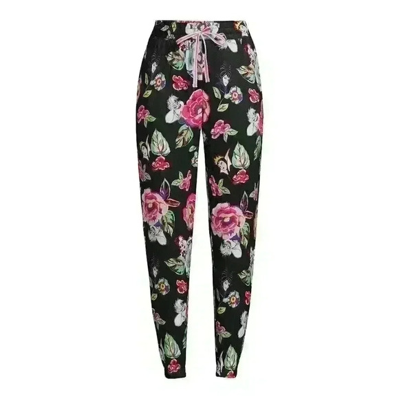 Disney Villains Womens Sleep Jogger with Pockets Super Soft & Comfy Black Floral - Picture 6 of 10